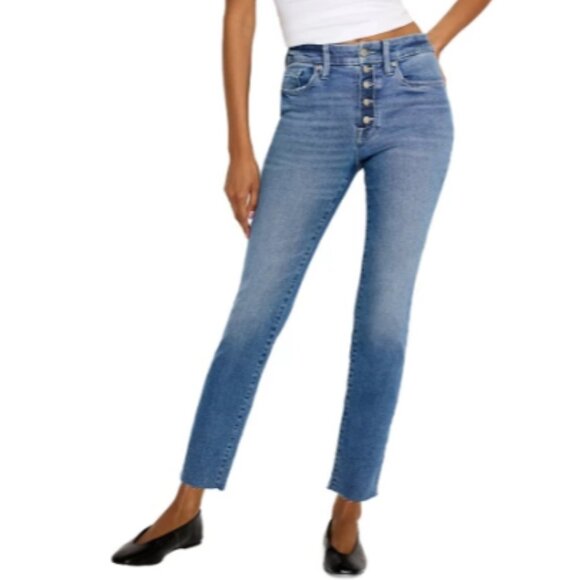 Good American Straight Leg Cropped Jeans Size 14-18 - Picture 1 of 9